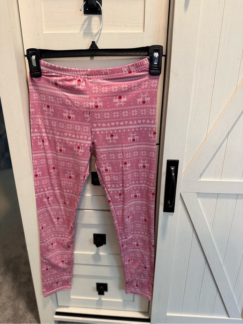 Pink Reindeer Print Cozy Pajama Leggings